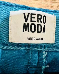 Denim Trousers:Teal Blue:Vero Moda