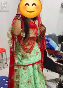 Pista green 💚 Rajputi heavy poshak lehriya touch