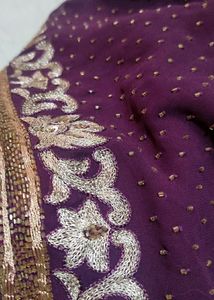 Dark Purple Saree With Emblished Borders !!!Price