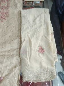Cream Embroidered Salwar Kameez Suit