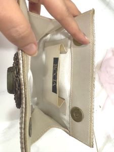Silver Woven Clutch with Stone Detail