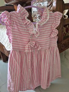 Cute Pink &amp; White Ruffle Baby Romper/Dress
