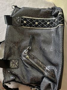 Rare Metallic Silver &amp; Black Tote Bag