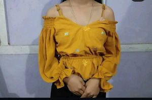 Stylish Yellow Off-Shoulder Top