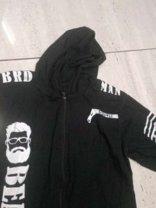 Beardman Black Printed Hoodie
