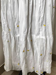 New White Long Skirt Mango Embroidered