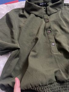 Olive Green Polo T Shirt Women
