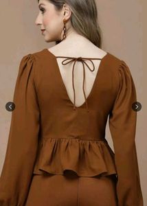 Brown Peplum Top
