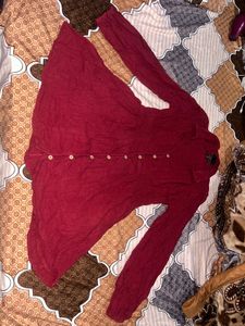 Short maroon shirt dress