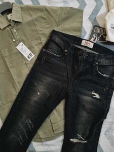 New H&amp;M Cotton Shirt - Olive