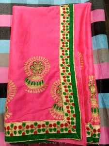 Pink Saree with Embroidery