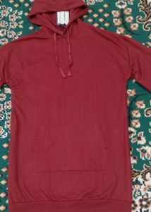 THE ROADSTER HOODIE DRESS. BRICK RED or MAROON COLOUR. L SIZE