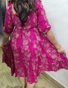Pink Floral Print Dress
