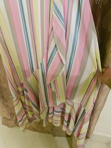 Striped Ruffle Wrap Dress