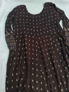 Brown Maxi Dress with Long Sleeves