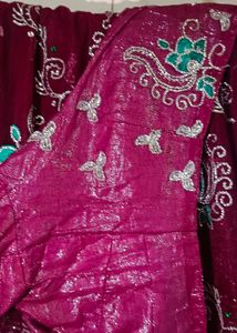 Beautiful Rani Pink Saree For Festive Wear
