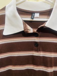 Hm Polo Collar Striped Shirt