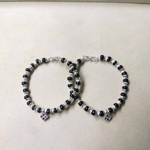 PS97Pure Silver &amp; Black Crystals Baby Nazariya