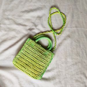 H&M Green Straw Sling Bag