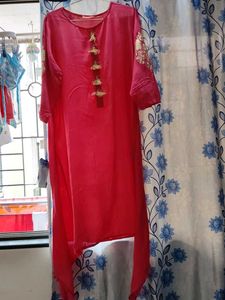 Pink Kurta with Tassels