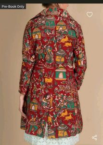 Deep Red Kalamkari Trench Coat