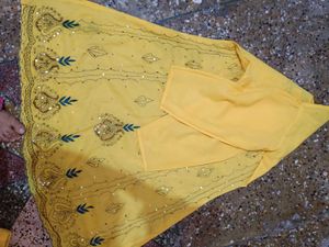 Yellow Embroidered Kurti Dress