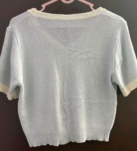 Light Blue Crop Short Sleeve Top