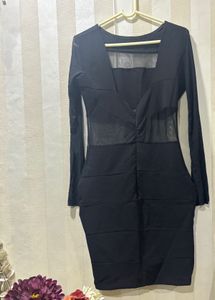 Chic Black Mesh Bodycon Dress