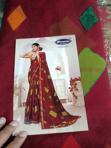 Maroon Geometric Sari