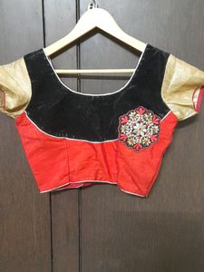 Golden Red Saree With Blouse