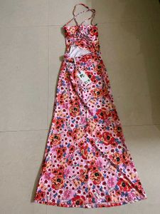 Floral Criss Cross Back Maxi Dress