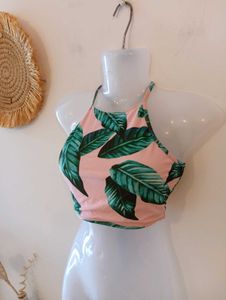 Tropical Palm Print Beach Top