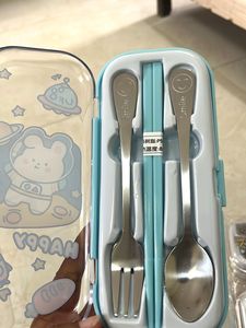 Cute Kawaii 5 Pc Cutlery Set - Blue