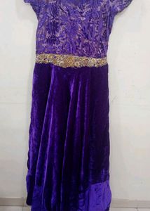 Elegant Purple &amp; Gold Embellished Dress