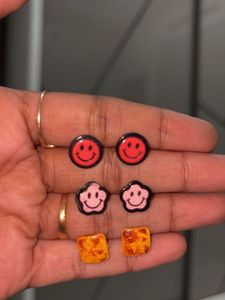 Three Funky Stud Earring Set Combo