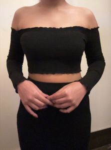 Shein Black Off-Shoulder Crop Top