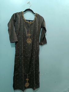 Black Colour Cotton Embroidery Kurtas