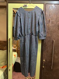 Imported Vintage Print Midi Dress