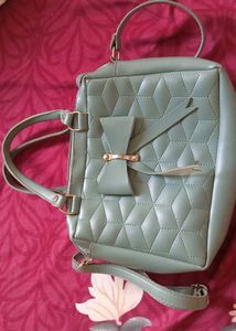 Cute Green Quilted Bow Satchel Bag