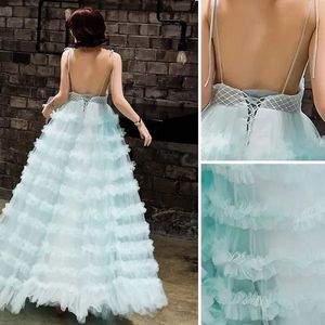 Elegant Mint Green Ruffled Gown