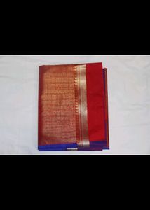 Red and Blue Silk Saree