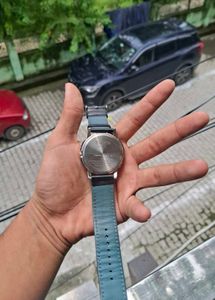 Timex Watch with Black Leather Strap