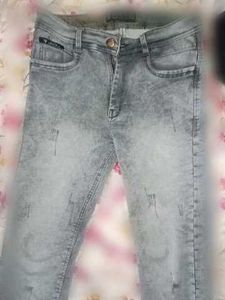 Distressed Gray Denim Jeans