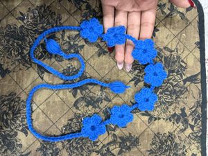 Blue Crochet Flower Headband