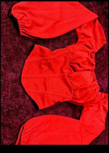 Price Drop Valentine Special Red Off Shoulder Crop