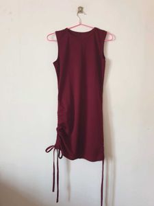 Burgundy Ruched Dress