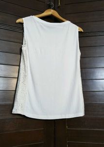 Chaitelaine Women Cream Knitted Cutout Style Top