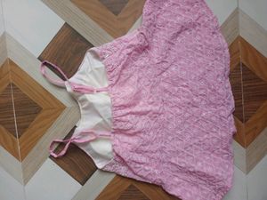 padded chikankari kurti top, colour- pink, with detailed kadhai