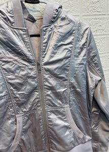 🇮🇹Italy Imported Silver Zip-Up Jacket
