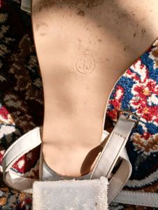 cute white Bow Detail Ankle Strap Sandals /heel